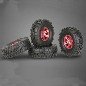 1.9 inch 110mm 1/10 Rock Crawler tires with alloy beadlock wheel  rim